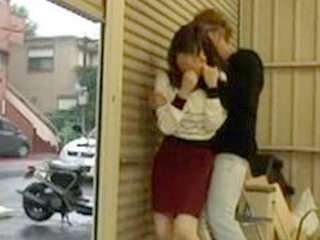 Sexually starved partner takes advantage of innocent spouse's huge knockers in garage